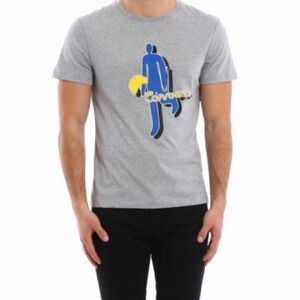 Carven | Gray T-Shirt with Blue and Yellow Graphic Medium